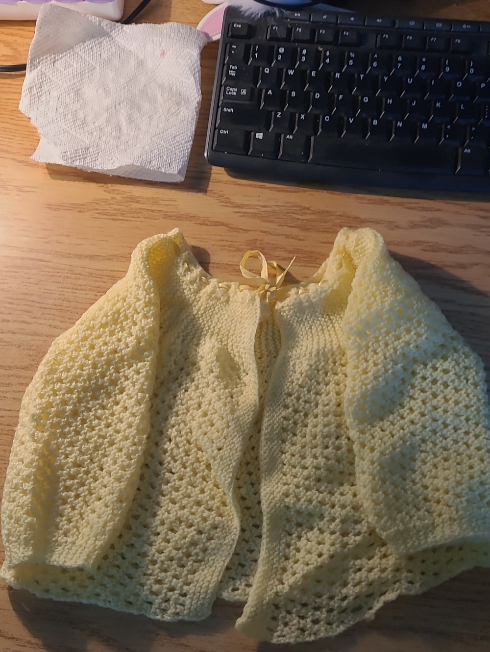 Hand-crocheted Soft Yellow Baby's Sweater Cardigan